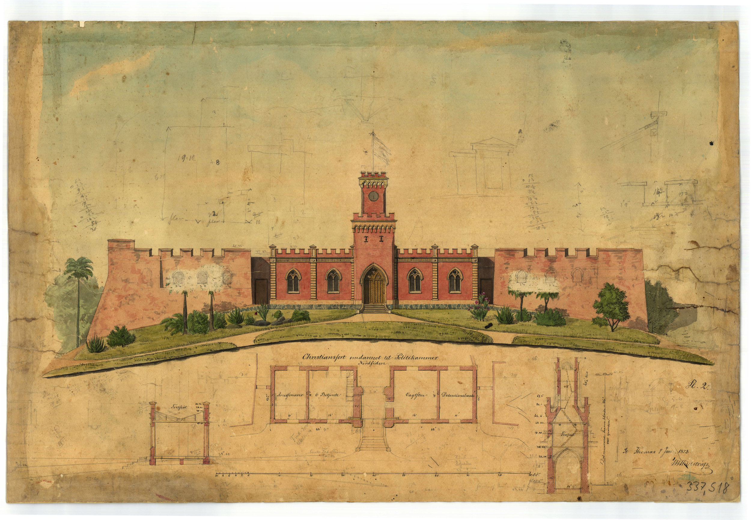 Vintage photo of Fort Christian in St. Thomas, USVI – the oldest standing structure in the U.S. Virgin Islands.